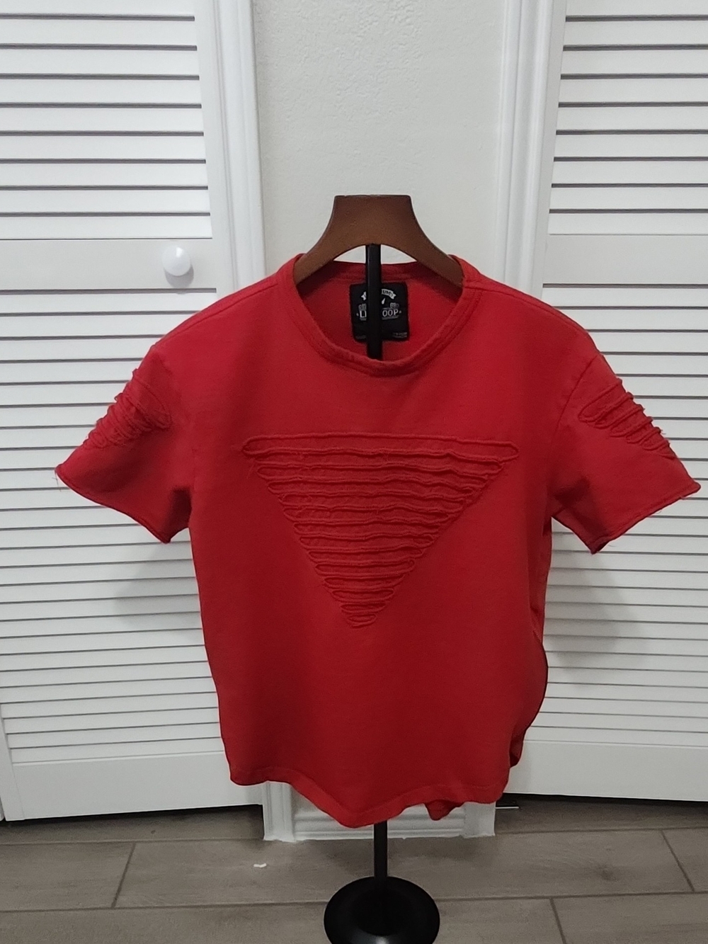 Red Distressed Triangle-Panel Men's T-Shirt